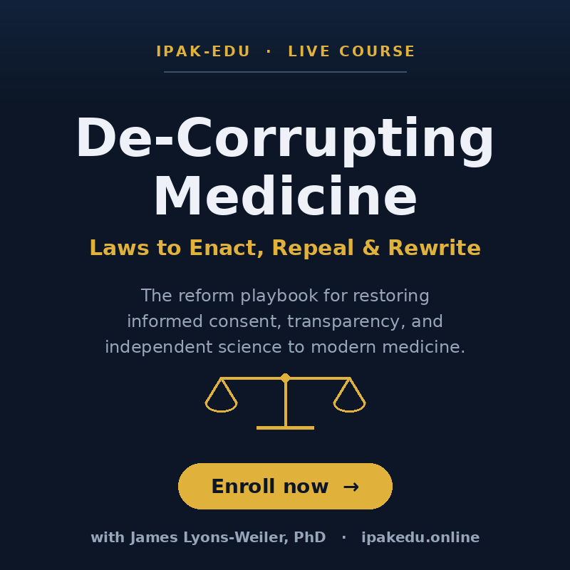 De-Corrupting Medicine - a LIVE IPAK-EDU course with James Lyons-Weiler, PhD
